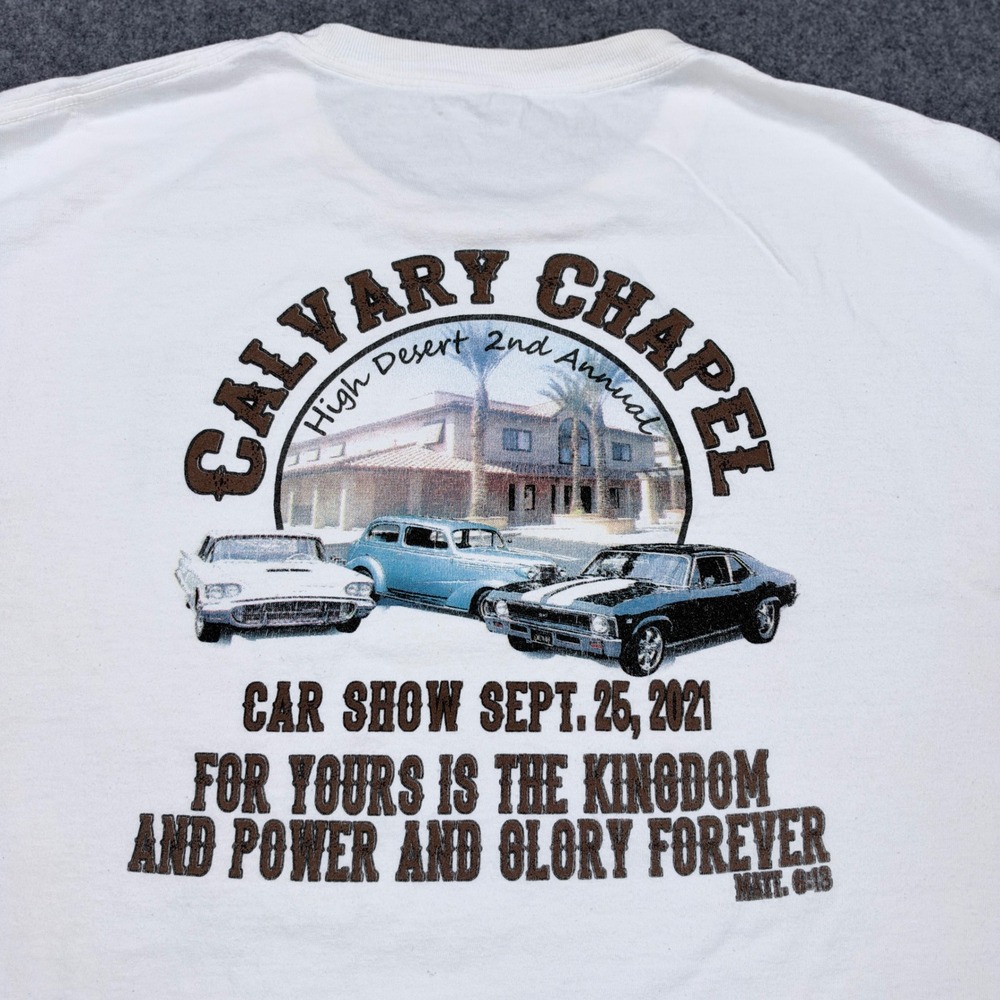 Alstyle Calvary Chapel High Desert Car Show Graphic Tee White XL 2021 Car Show
